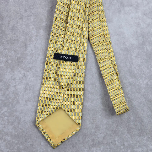 IZOD Geometric Yellow Blue Executive Corporate Silk Neck Tie Men's - Picture 3 of 6